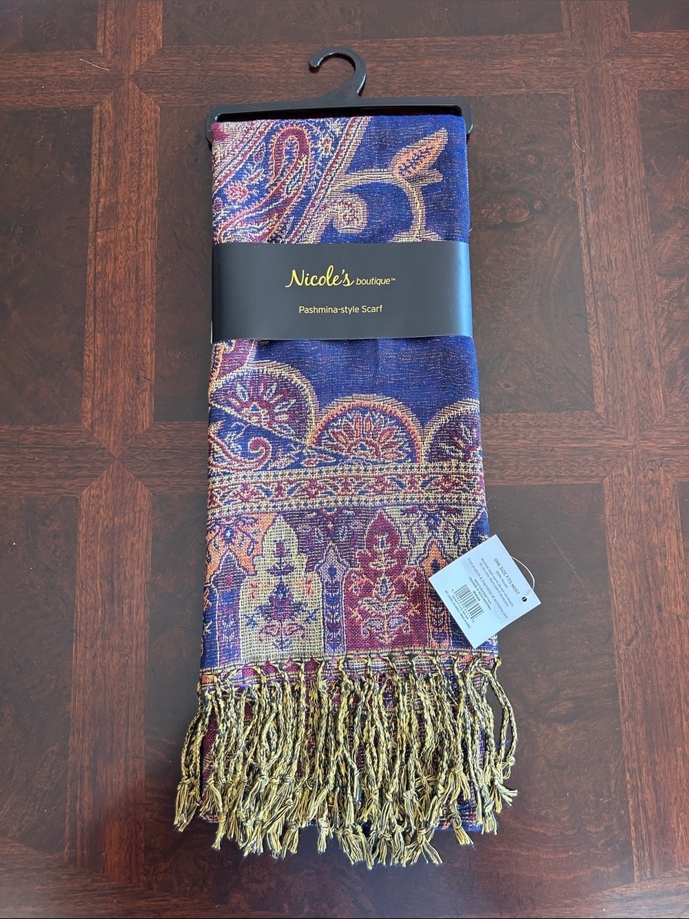 Blue & Gold Pashmina-Style Scarf